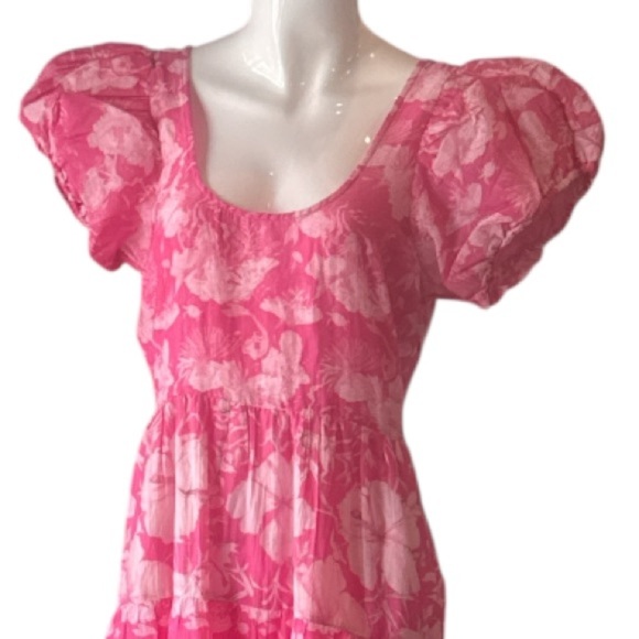 LOVESHACKFANCY Karalie Cotton & Silk Holiday Sun Fuschia Maxi Dress Size 6 - Picture 7 of 16